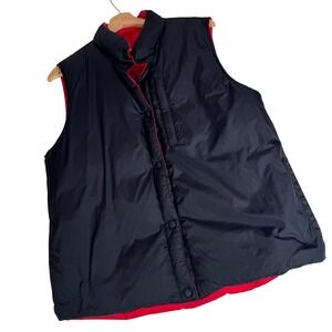 Lands End Reversible Goose Down Puffer Vest Red Navy Womens Small 6-8 RN62830